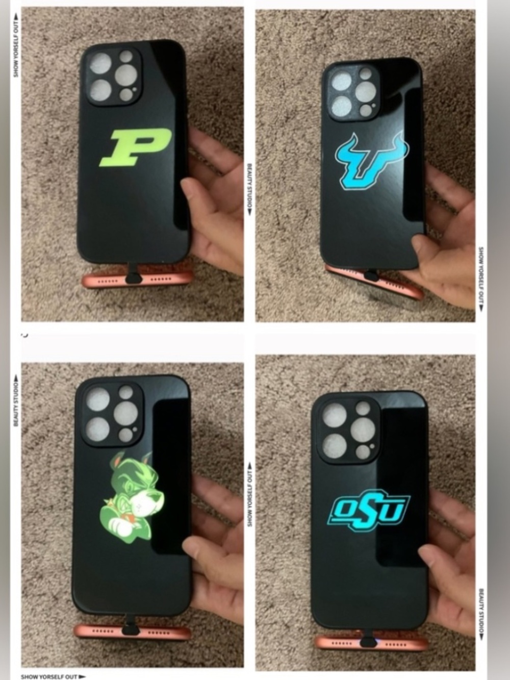 4 items.iPhone 14pro LED light up case, Call Flash Phone Case